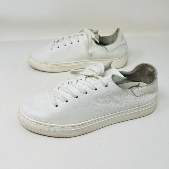 Sam Edelman Soft LEather Sneaker Lace Up Shoe White Raw Edge Casual - 8 - Picture 5 of 8